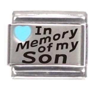  In Memory Of My Son Light Blue Heart Laser Italian Charm 