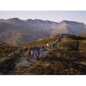  Ramblers on Top of Lingmoor Fell, Langdales, Lake District 