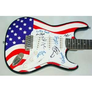  Little Feat Autographed Signed USA Flag Guitar & Proof 