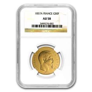  France 1857 A 50 Francs Gold AU Napoleon III AU 58 NGC 