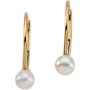   Cultured Pearl Lever Back Earring 03.00 mm CleverEve Jewelry