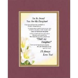   Daughter Poem on 11 x 14 Double Beveled Matting (Burgundy) Home