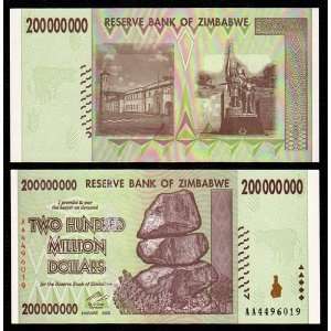   000 000 Millions Zimbabwe Hyperinflation Dollars / Pre 100 Trillion