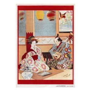 Japanese Music Scene, Magazine Plate, Japan, 1898 Giclee Poster Print 
