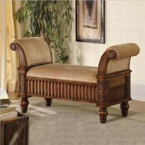 100225 Bench in Beige Fabric and Brown 