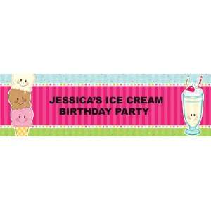  Ice Cream Sprinkles Personalized Birthday Banner Medium 24 
