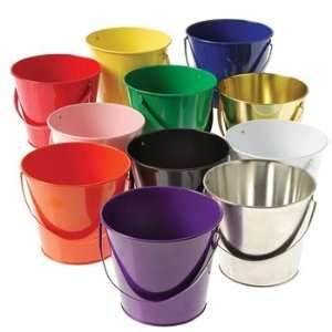  Metal Bucket   Gold (1) Party Supplies Toys & Games
