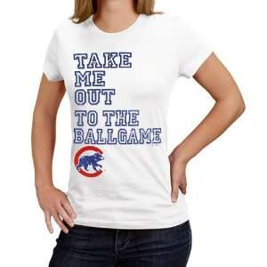   Majestic Chicago Cubs Ladies White Fake Out T shirt