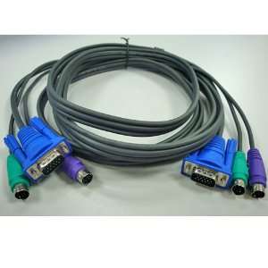   Universal HD15 VGA+2xPS/2 Male To Male KVM Cable (10 Feet / 3 Meters