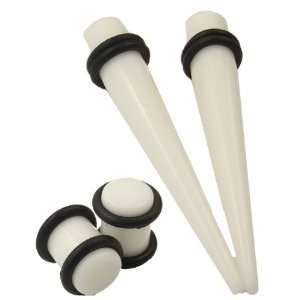   of White Ear Stretching Tapers with White Plugs ~ 0G Gauge Jewelry