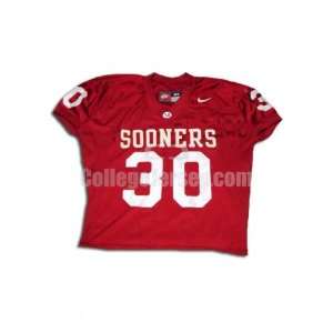  Red No. 30 Game Used Oklahoma Nike Football Jersey Sports 
