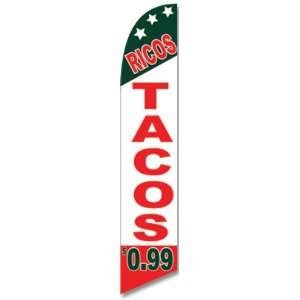 12ft x 2.5ft RICOS TACOS $0.99 Feather Banner Flag Set   INCLUDES 15FT 