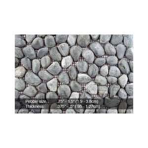   Honed Black Sea 12 x 12 Stone Pebble Mosaic Tile