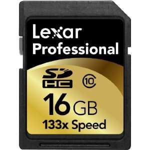  Lexar Professional 16GB SDHC 133x Class 10 Flash Memory 