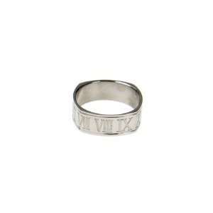  316L Stainless Steel Roman Numeral Ring   Width 8mm 