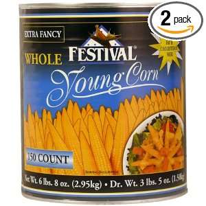 Festival Whole Baby Corn 150 180 Count, 6.5 Pound (Pack of 2)  