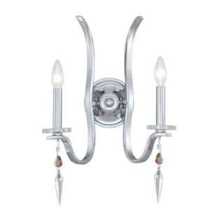 Crystorama 1572 CH GT MWP Flow 2 Light Wall Sconce in Polished Chrome