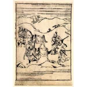  1600s Japanese Print . Scenes related to the Soga family 