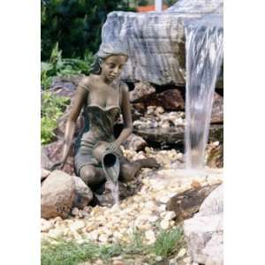  Beautiful Young Woman Vase Bronze Garden Fountain