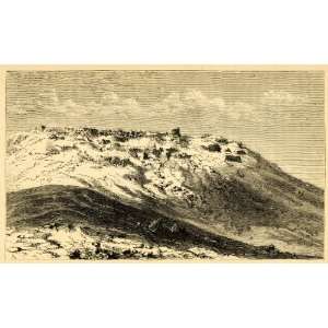 1872 Wood Engraving Ancient Fort Ruin El Meshrifeh Palestine Scenery 