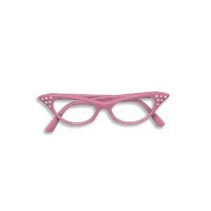 50s Cat Fifties Costume Pink Jumbo Rhinestone Glasses 