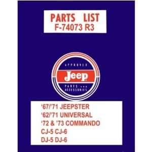  1962 1969 1970 1972 1973 JEEP JEEPSTER Parts Book 