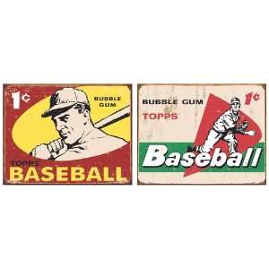  Nostalgic Topps Baseball Tin Metal Sign Bundle   2 retro 