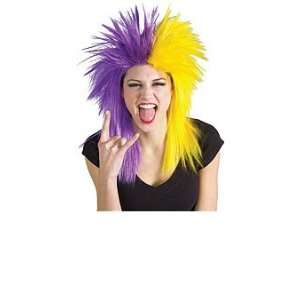  Purple & Yellow Sports Fan Wig 