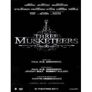  The Three Musketeers Poster Movie Style A (11 x 17 Inches 