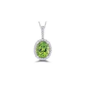  0.23 Cts Diamond & 3.76 Cts Peridot Pendant in 18K White 