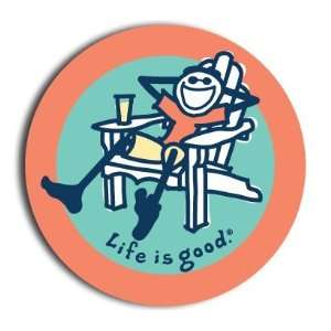 LIFE IS GOOD ADIRONDACK CHAIR ROUND STICKERS (PACK OF 2) PERFECT FOR 