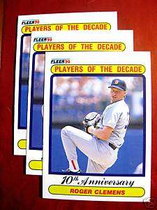 Roger Clemens 1990 Fleer #627 Player Of The Decade (3)  