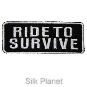 RIDE TO SURVIVE wht Biker Chopper DIY Iron On Patch Sew  