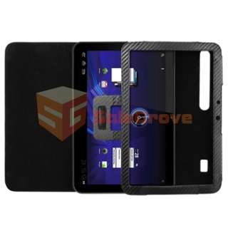 For Motorola XOOM Tablet Leather Skin Cover Case BLK  