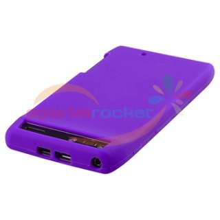 Purple Silicone Skin Case+Privacy LCD Protector for Motorola Droid 