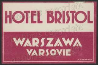 Warsaw HOTEL BRISTOL Warszawa Varsovie POLAND POLISH  