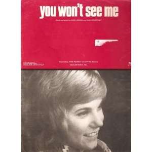    Sheet Music You Wont See Me Anne Murray 142 