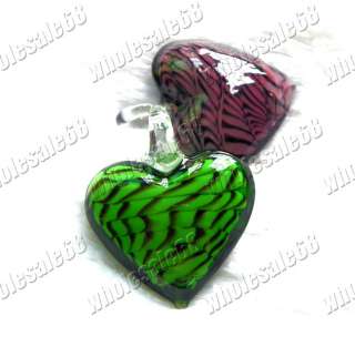 wholesale 12pcs streak murano glass heart pendants FREE  