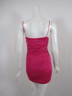 Halston Heritage womens ultra pink shirred sides silk knit dress 0 $ 