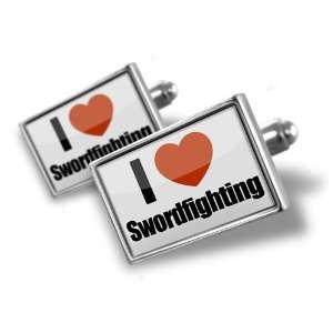 Cufflinks I Love Sword Fighting   Hand Made Cuff Links 