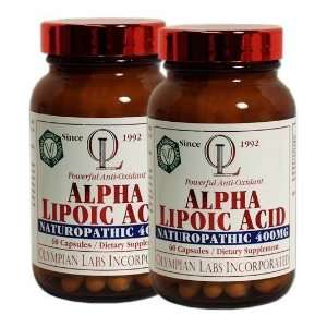  Olympian Labs Alpha Lipoic Acid 400mg, Size 60+60 (Pack 