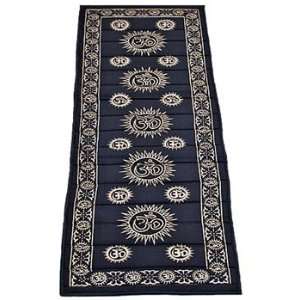 OM Symbol Cotton Yoga Mat, Black & Gold Colored, Approximately 22W x 