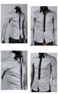 ST33 New Mens Casual Luxury Stylish Dress Slim Shirts US S,M,L,XL Gray 
