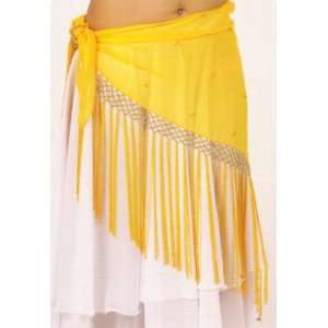   Chiffon Hip Scarf with Fringe & Gold Beads #CS111 YLG 
