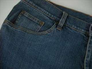 LL Bean Straight Leg Stretch Denim Blue Jeans Womens Pant Sz 14 16 R 