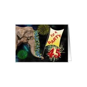45th Birthday Party Invitation, elephant and flag Card