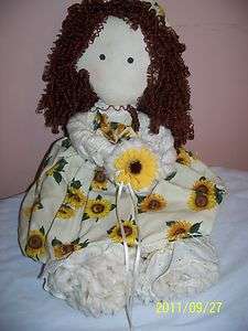 1980S 18 HANDMADE & CRAFTED SUN FLOWER MOP DOLL W/VERY CURLY HAIR 