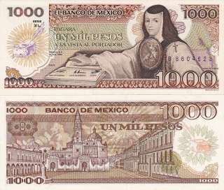 Mexico $ 1,000 Pesos Juana Jul 19, 1985 UNC B8604623.  