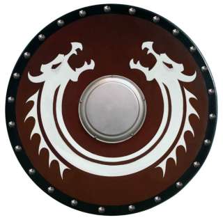 Round VIKING DRAGON SHIELD sca/larp/celtic/wooden/armor  