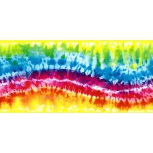  Tye Die Bright Yellow, Blue and Red Wallpaper Border in 